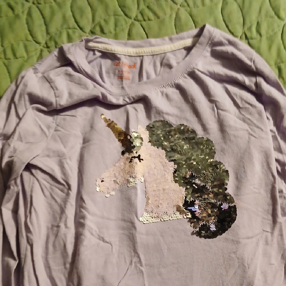 Cat & Jack Lavender Unicorn Sequin Long Sleeve Tee
